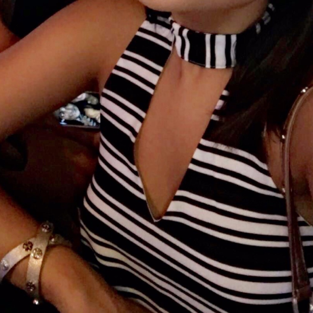 Olivaceous striped cut out tank